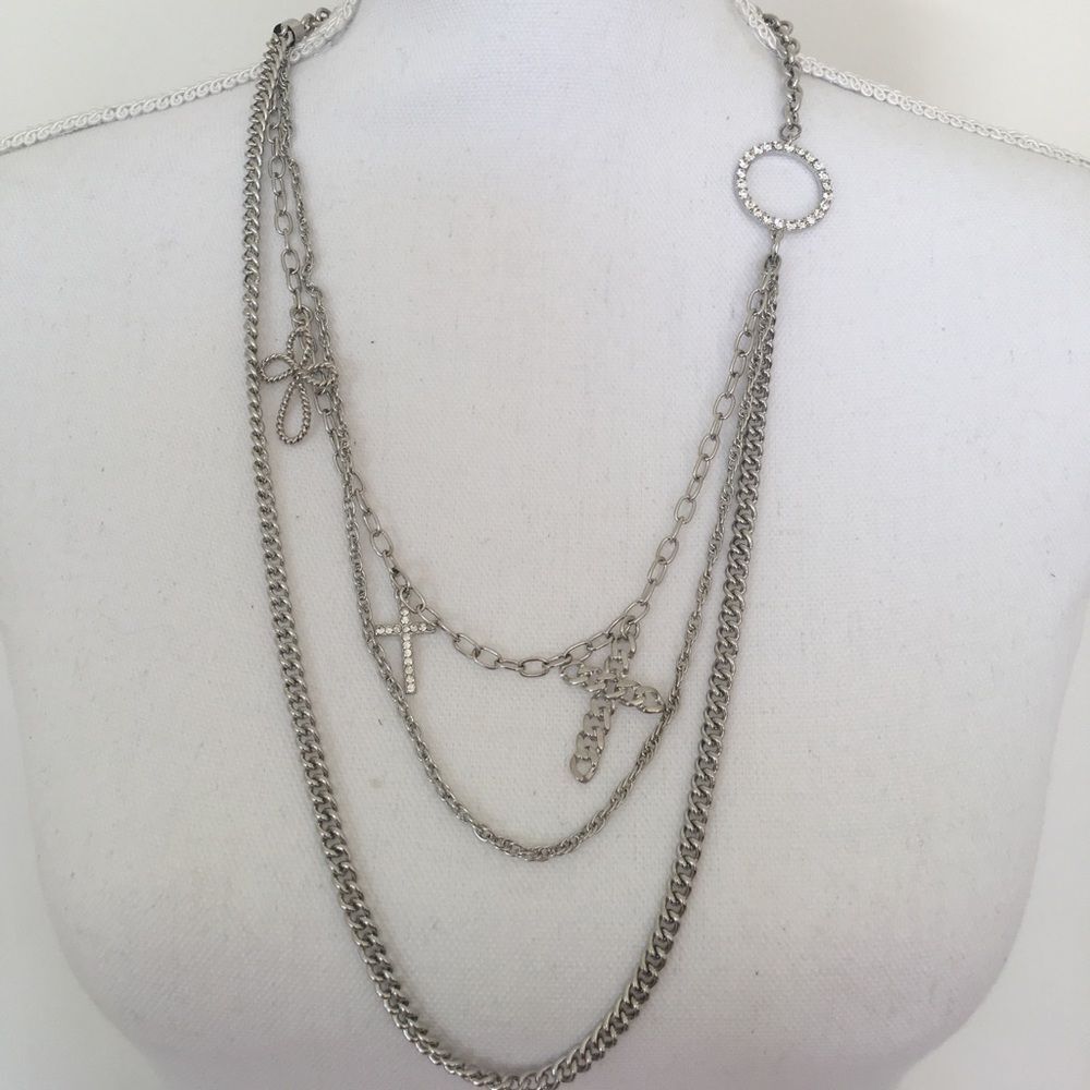 Cross Adjustable Multi Necklace with Earrings NWT